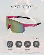 Óculos de Sol Esportivo Baixa Pace VIZZE Flow UV400 Ciclismo Corrida Bike Beach Tennis